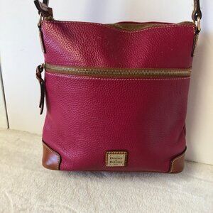 Dooney & Burke Pebble Grain Magenta & Brown Crossbody Shoulder Bag Purse